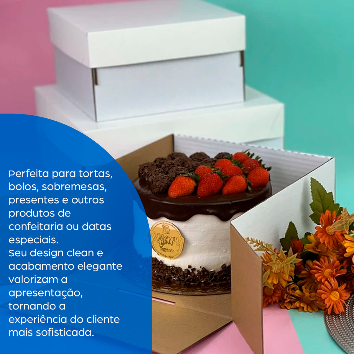 Caixa de Torta Confeitaria White M - PCT 25un