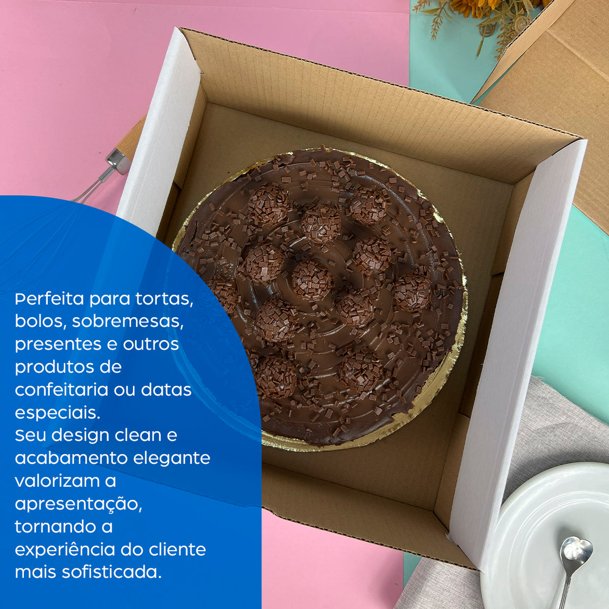 Caixa de Torta Confeitaria White P - PCT 25un
