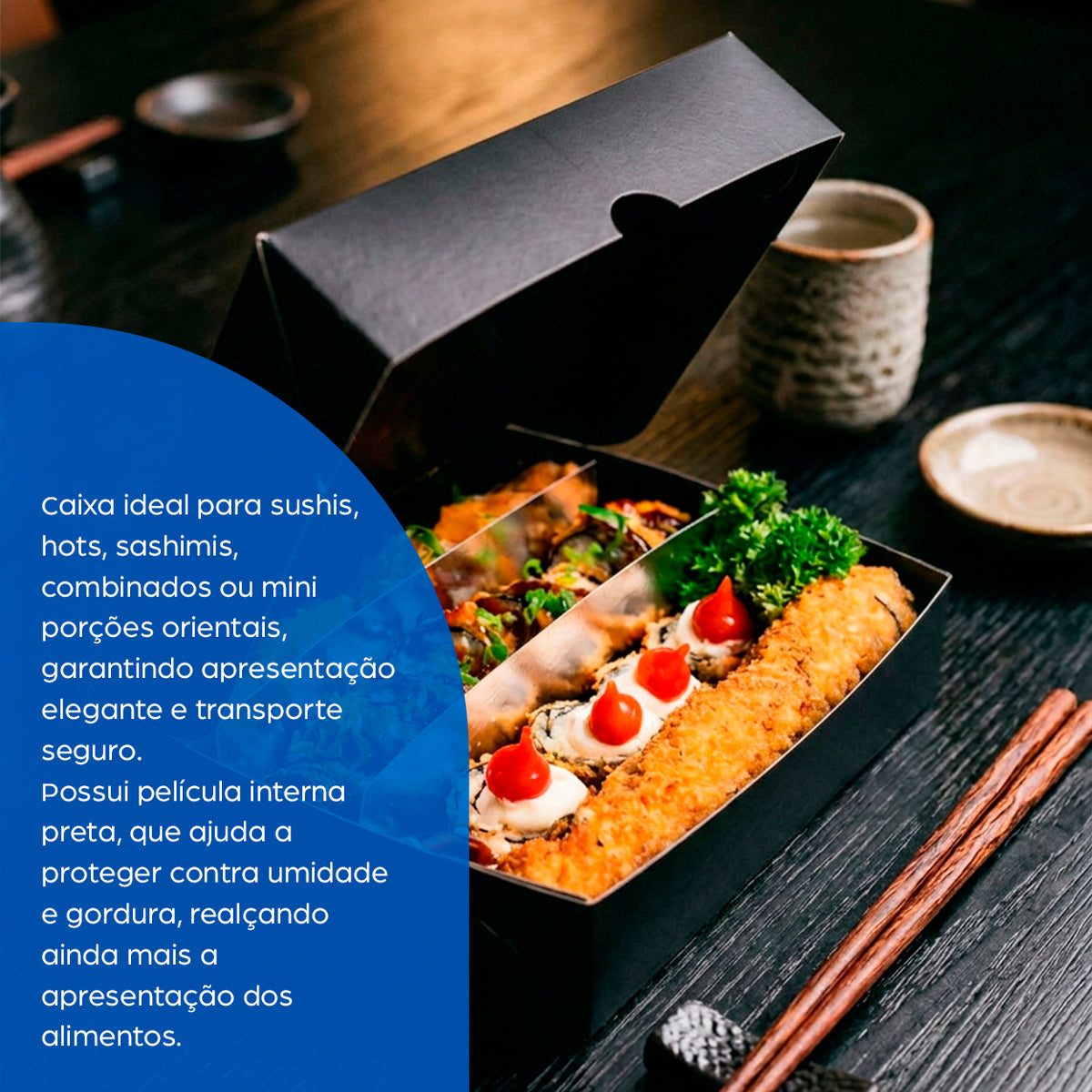 Combinado Oriental Black Quadrado M - PCT 50un