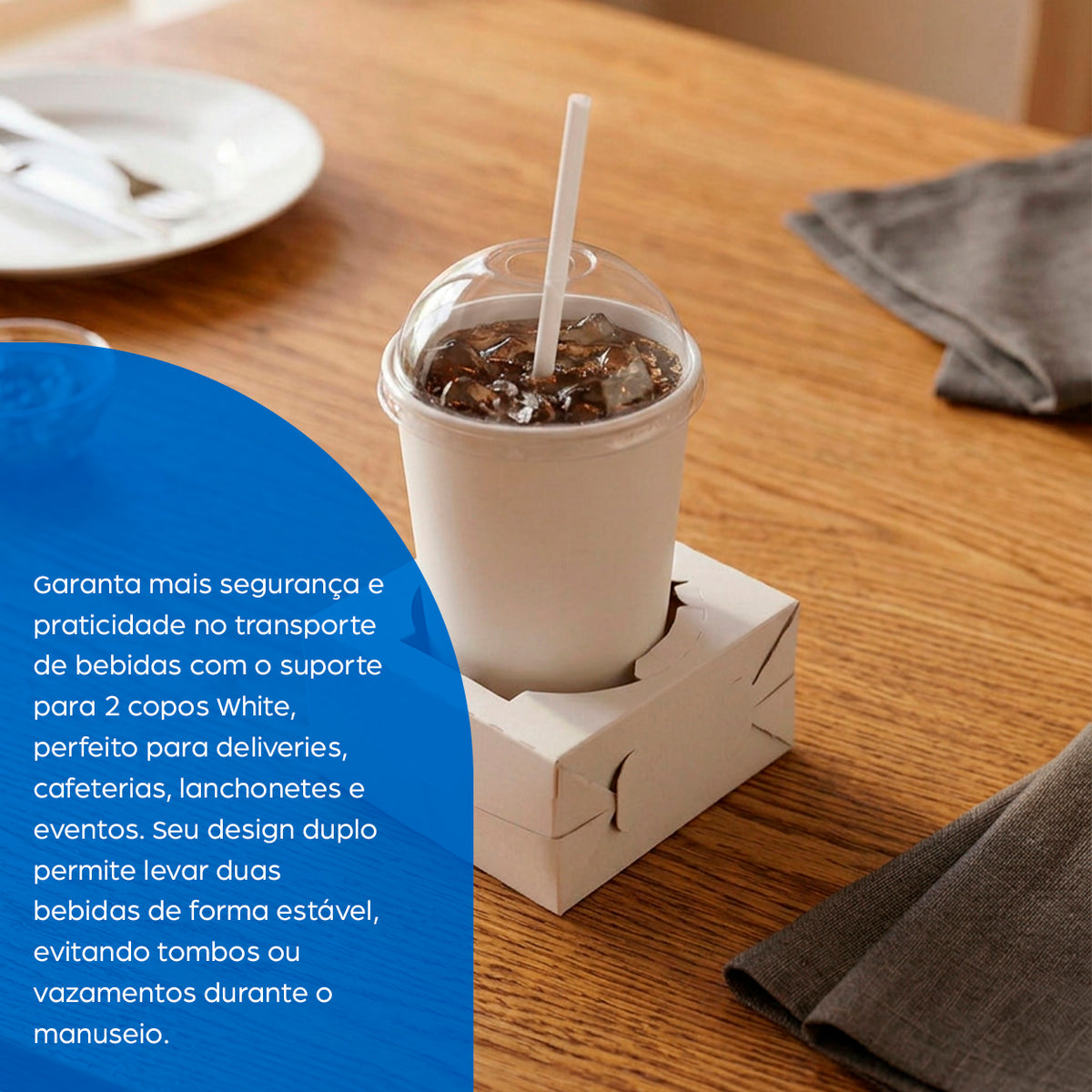 Porta Copos Hamburgueria Base Unitária White - PCT 50un