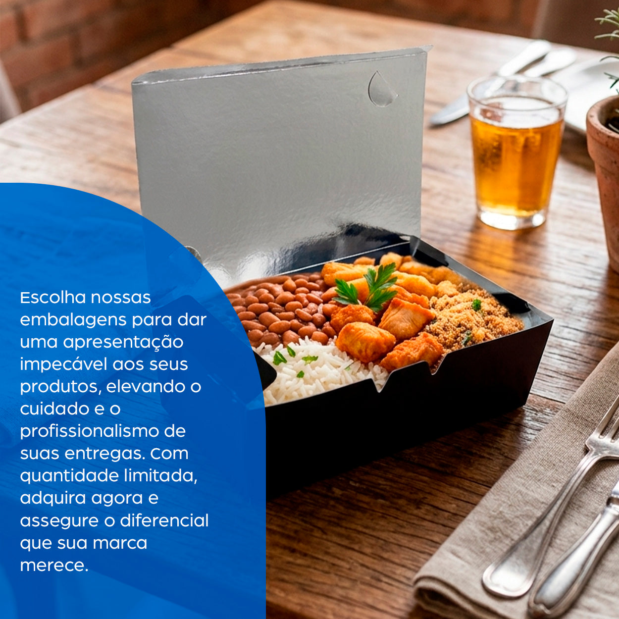 Box Antivazamento Refeição Black Kraft 500ml - PCT 50un