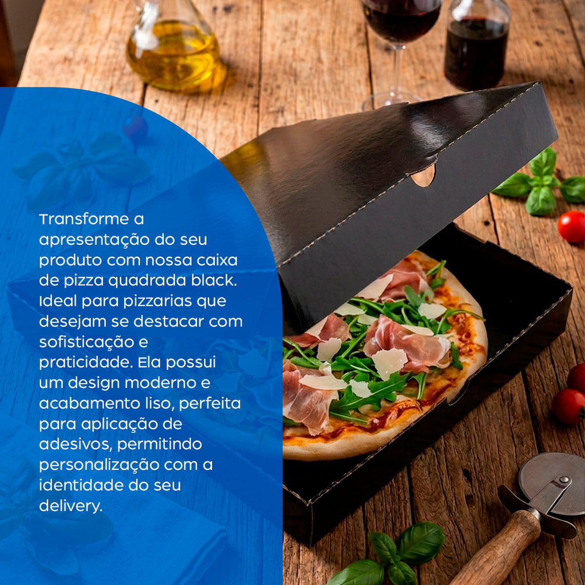 Caixa de Pizza Quadrada Black 20cm - PCT 50un