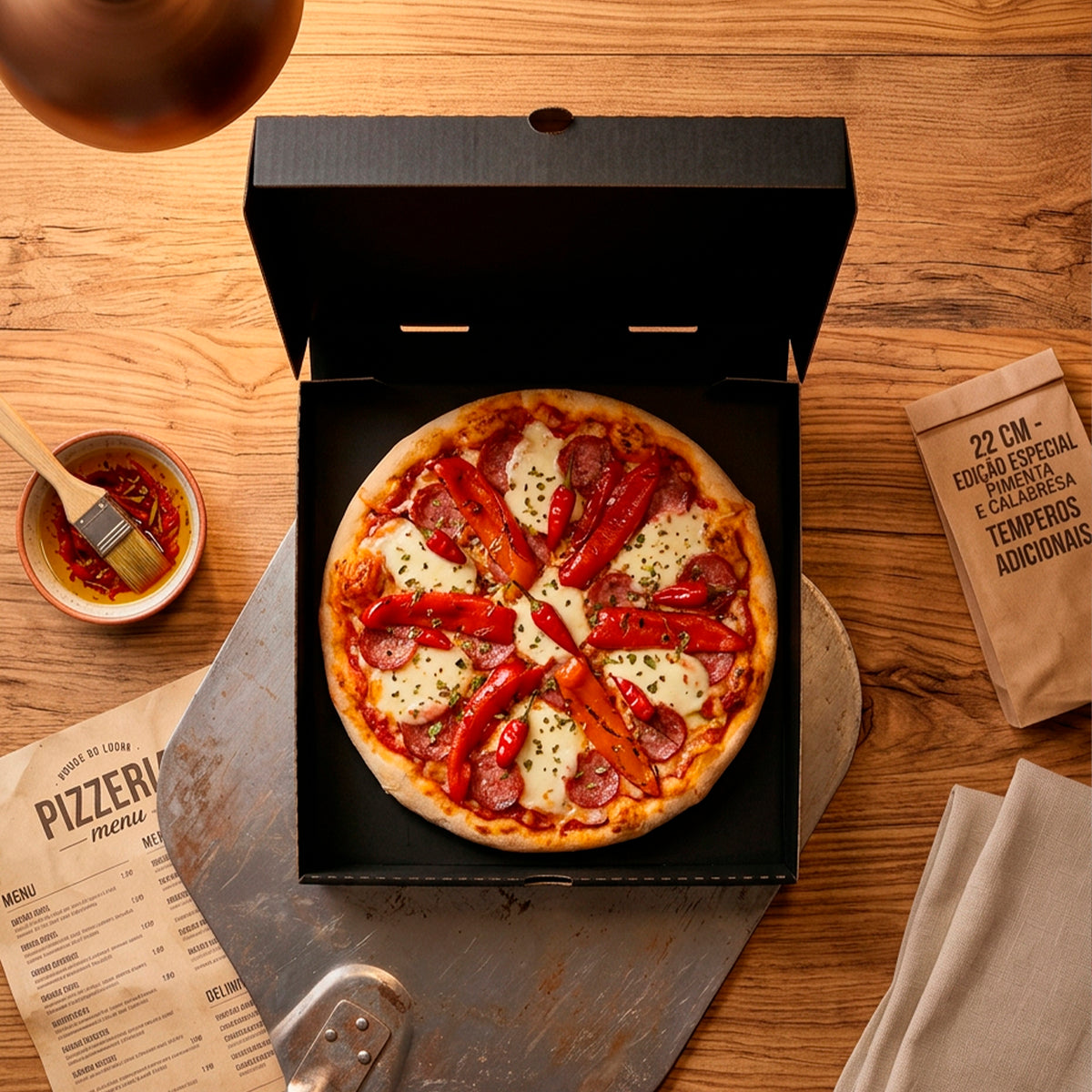 Caixa de Pizza Quadrada Black 20cm - PCT 50un