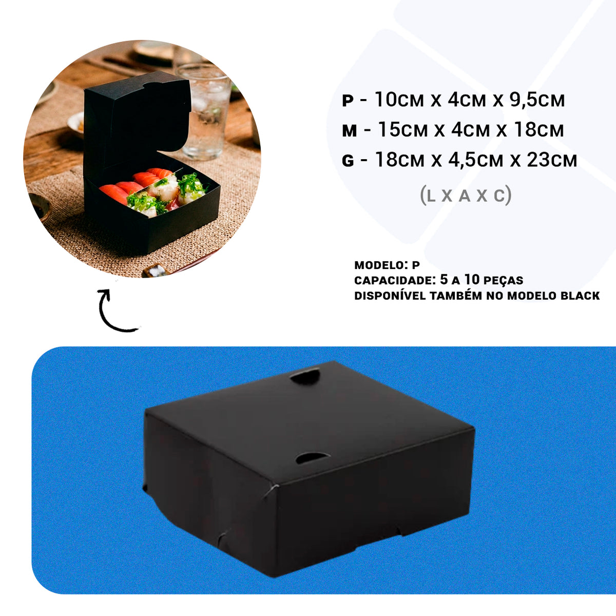 Combinado Oriental Black Quadrado P - PCT 50un