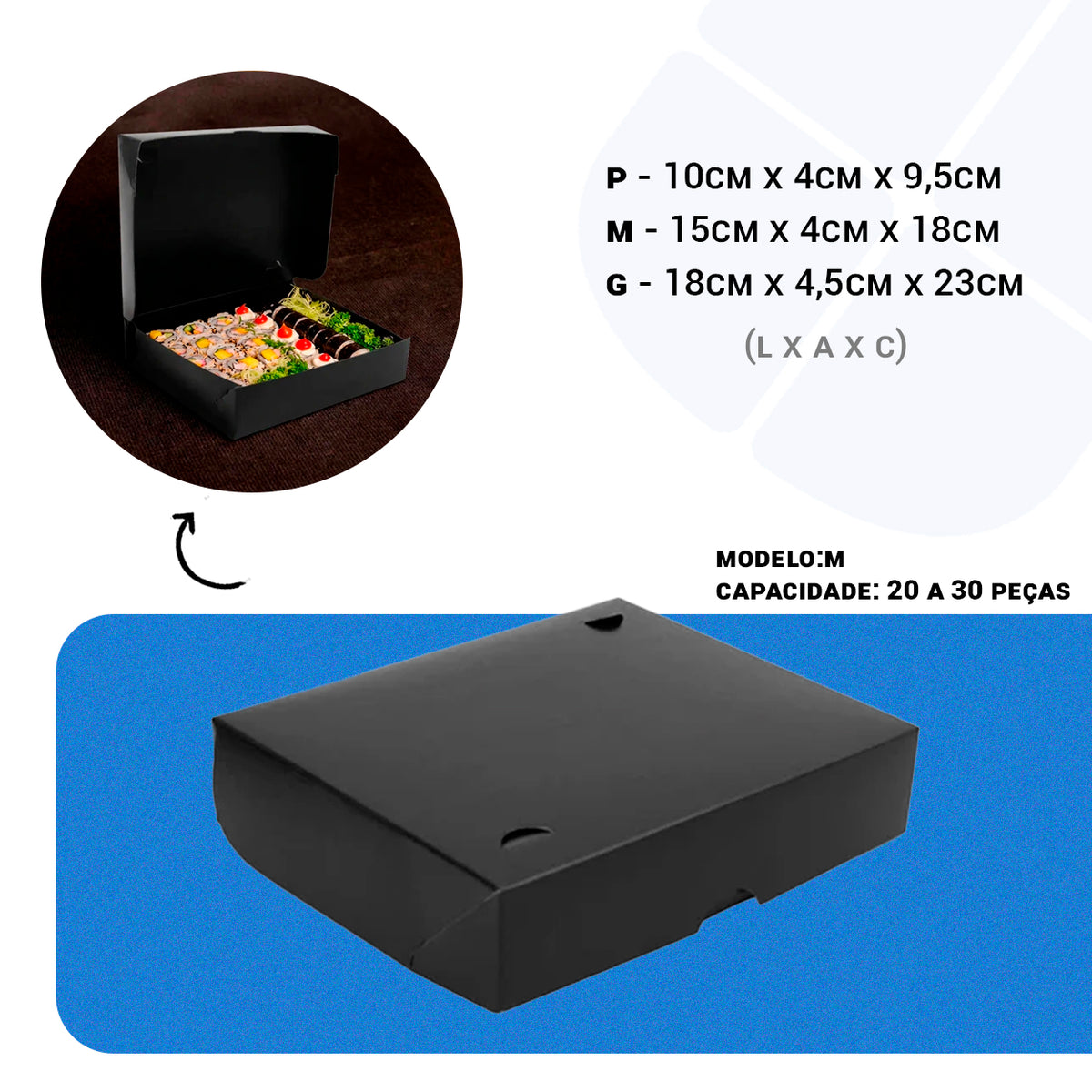 Combinado Oriental Black Quadrado M - PCT 50un