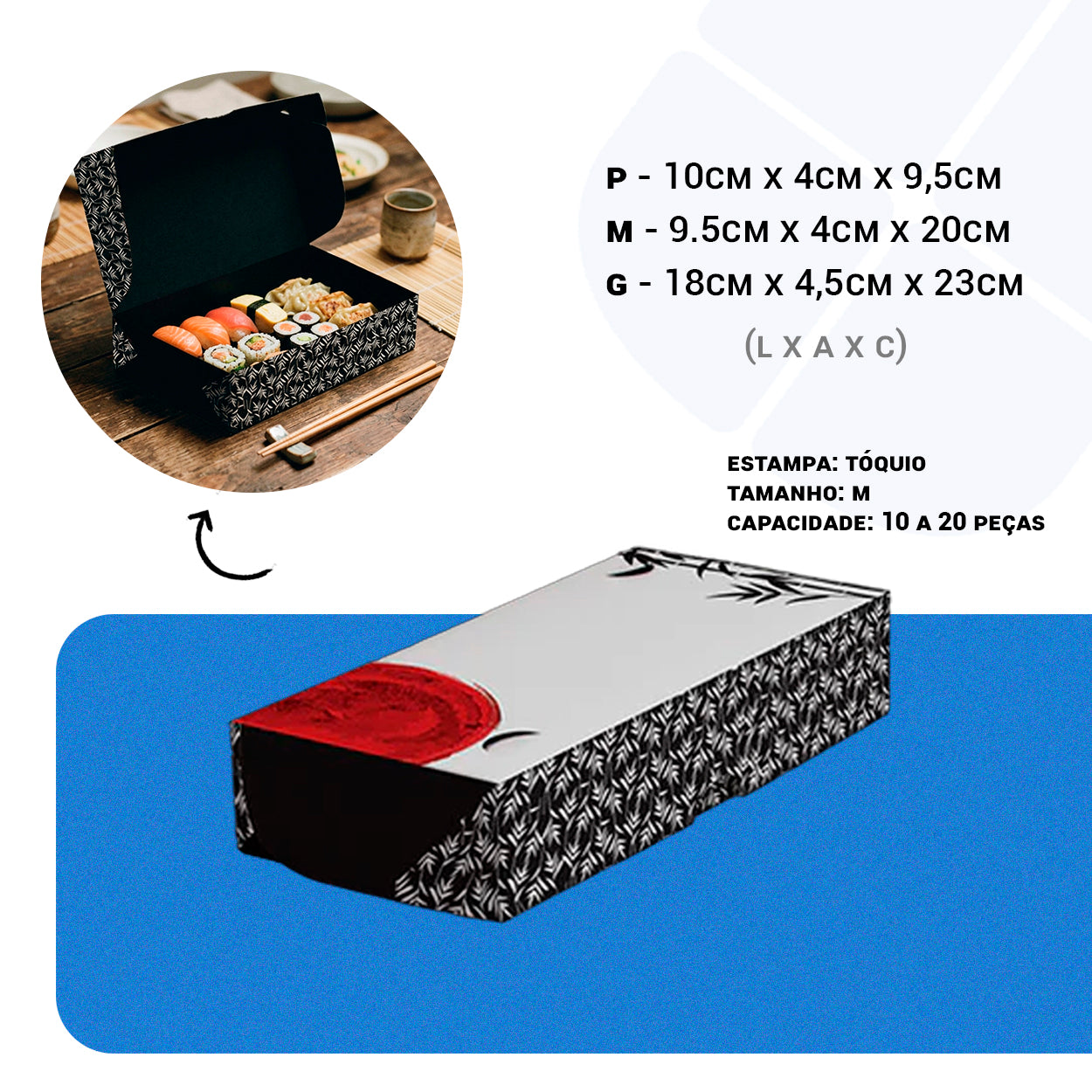 Combinado Oriental Tóquio Retangular M - PCT 50un