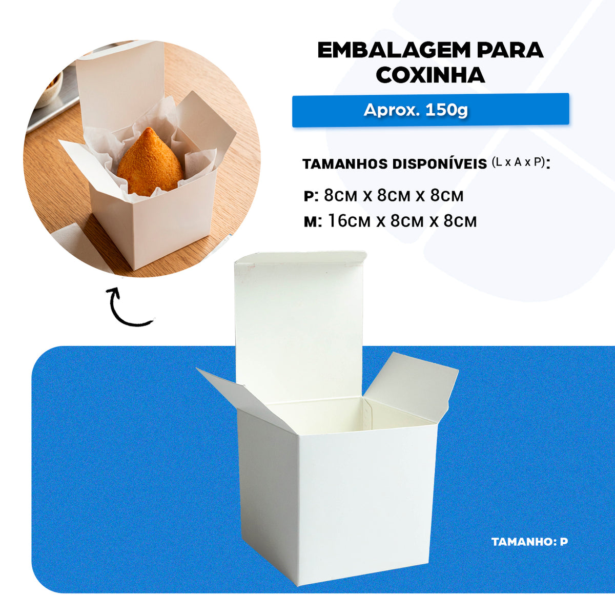 Coxinha individual Branca + Papel Barreira - PCT 50un