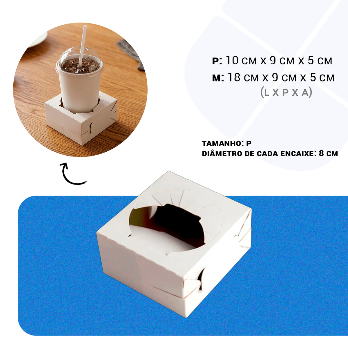 Porta Copos Hamburgueria Base Unitária White - PCT 50un