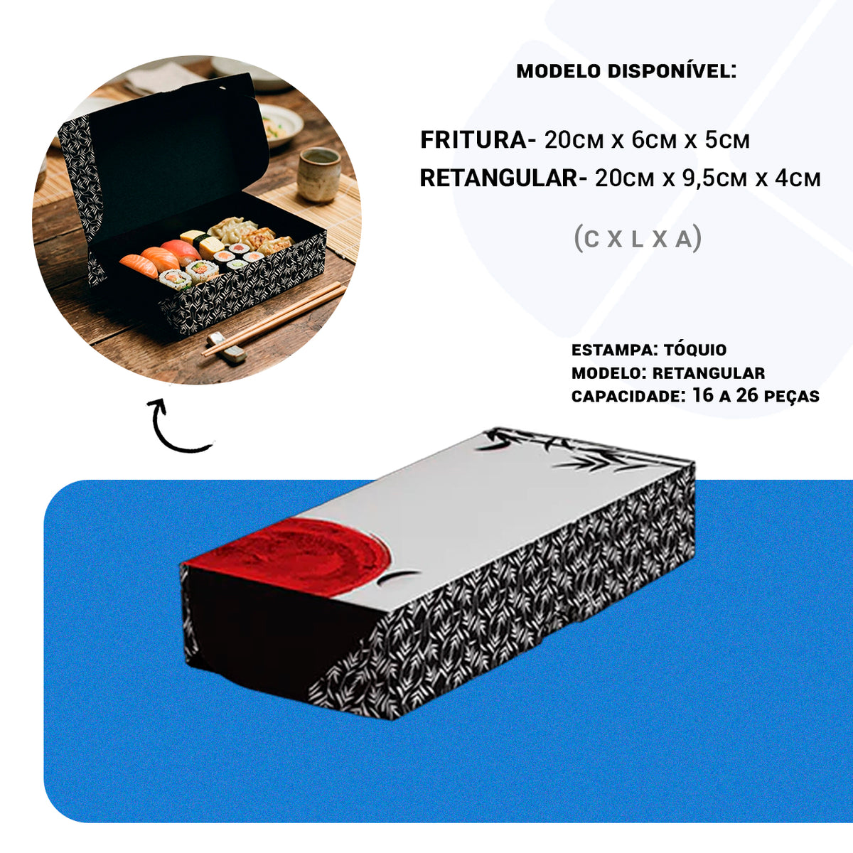 Combinado Oriental Tóquio Retangular M - PCT 50un