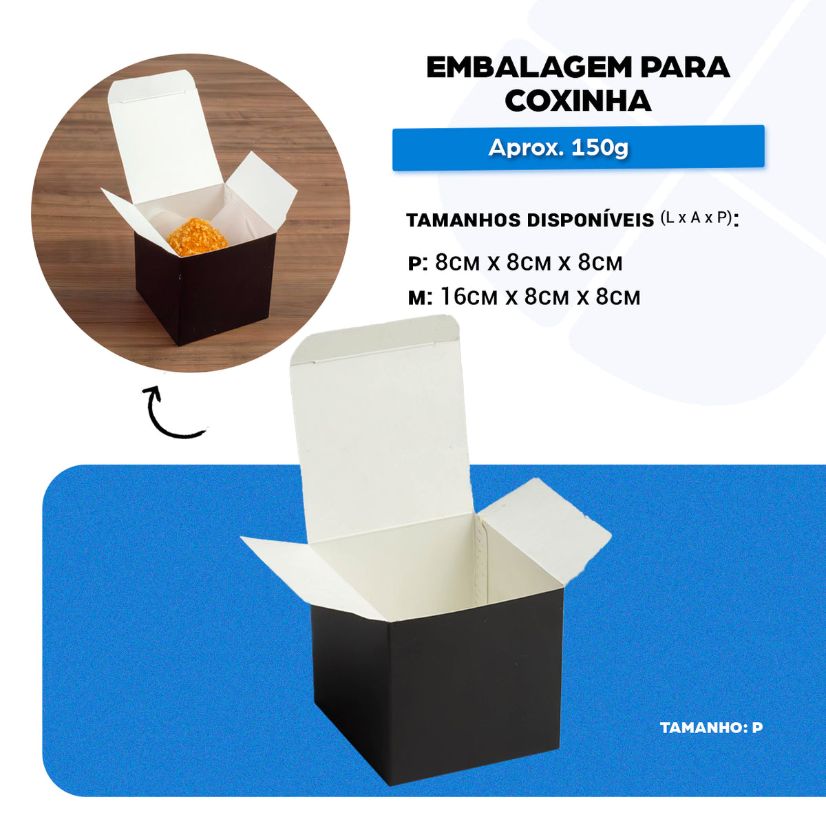 Coxinha individual Preta + Papel Barreira - PCT 50un