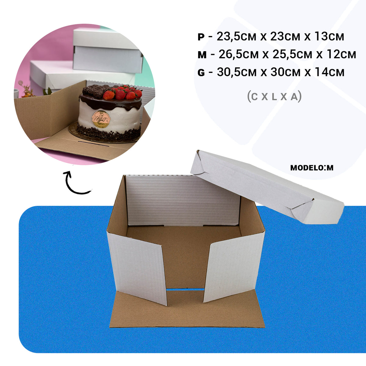 Caixa de Torta Confeitaria White M - PCT 25un
