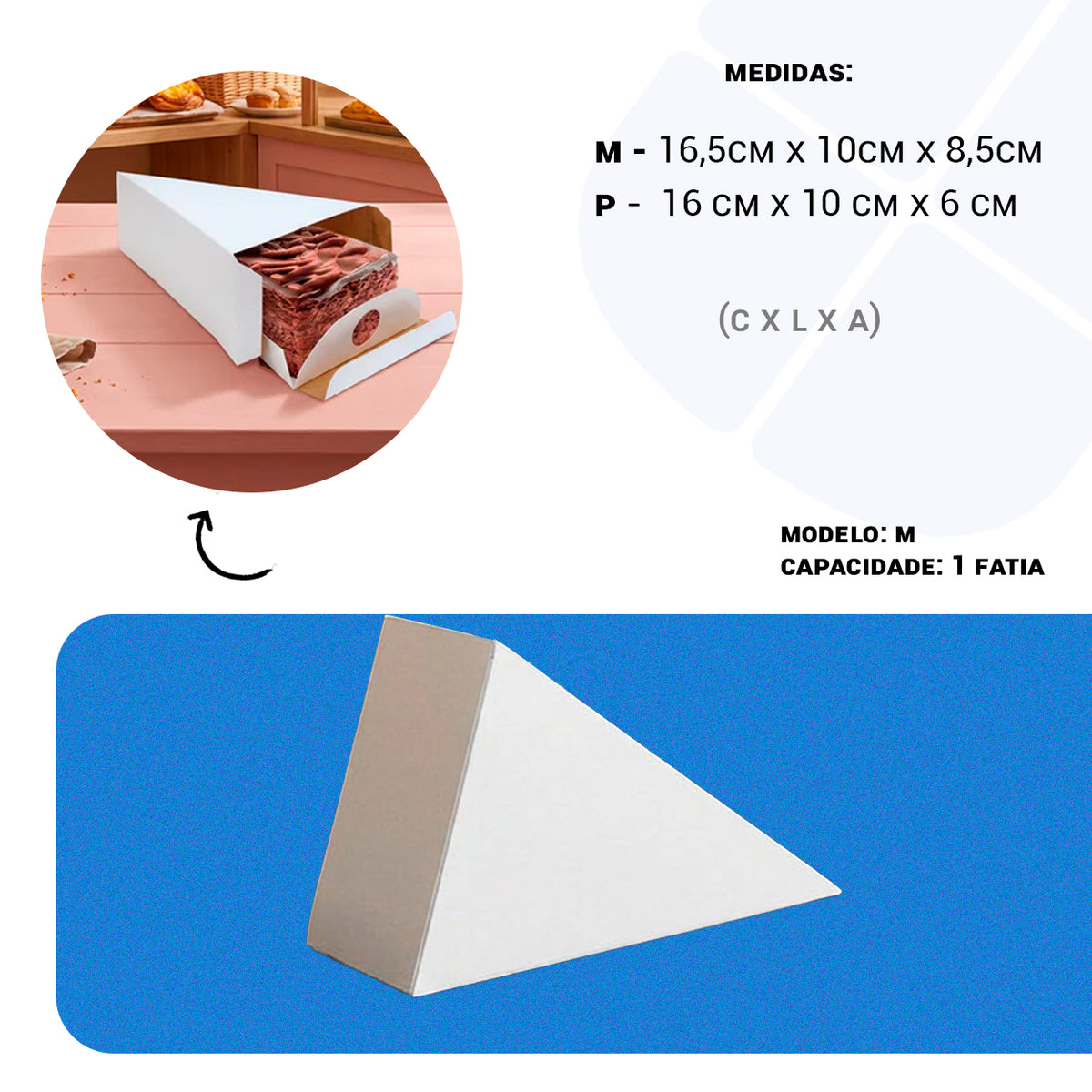 Embalagem Para Fatia de Torta Confeitaria White M - PCT 50un