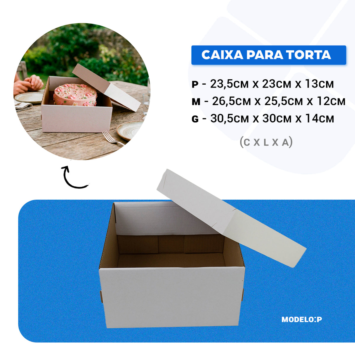 Caixa de Torta Confeitaria White P - PCT 25un