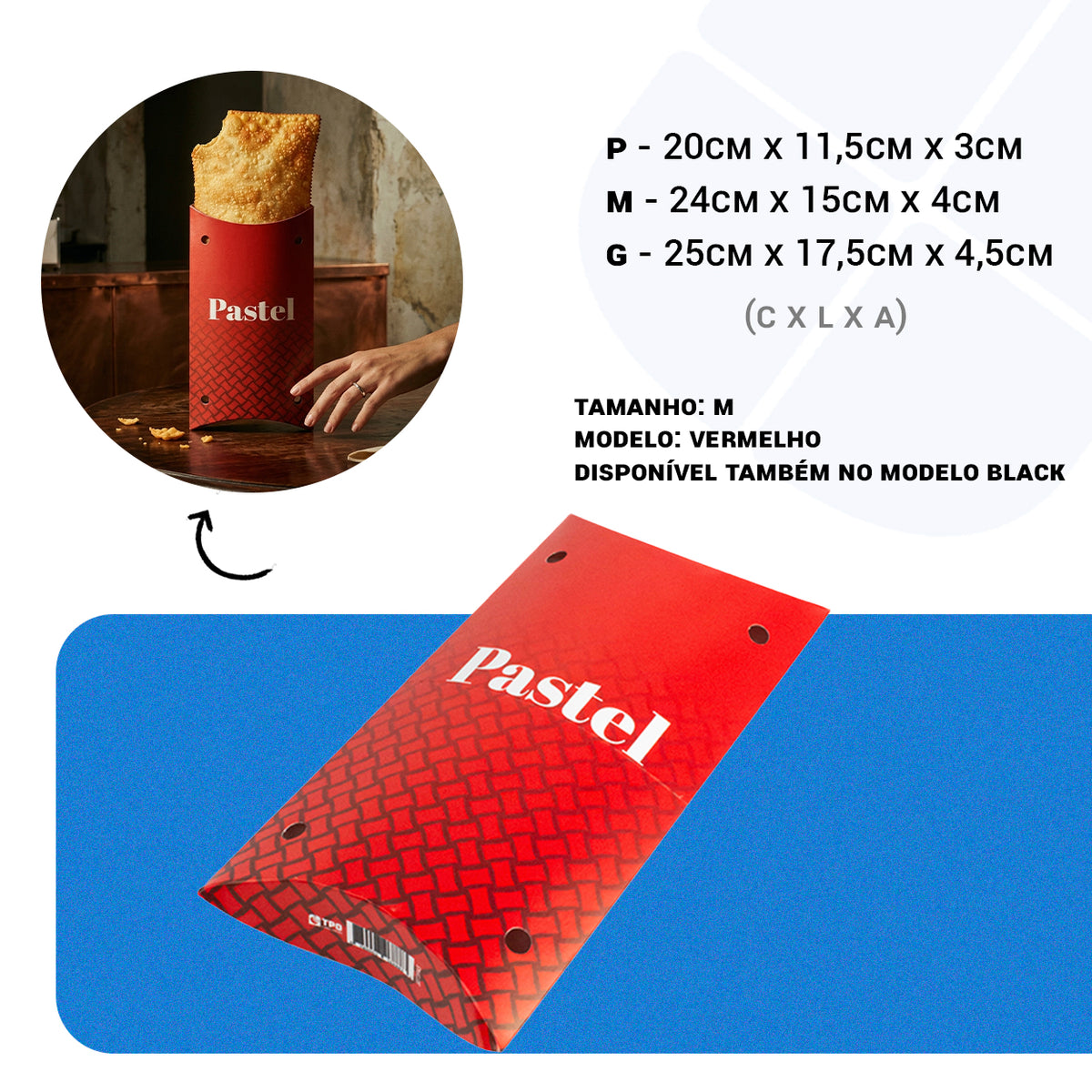 Embalagem para Pastel Delivery e Viagem Red M- PCT 100un