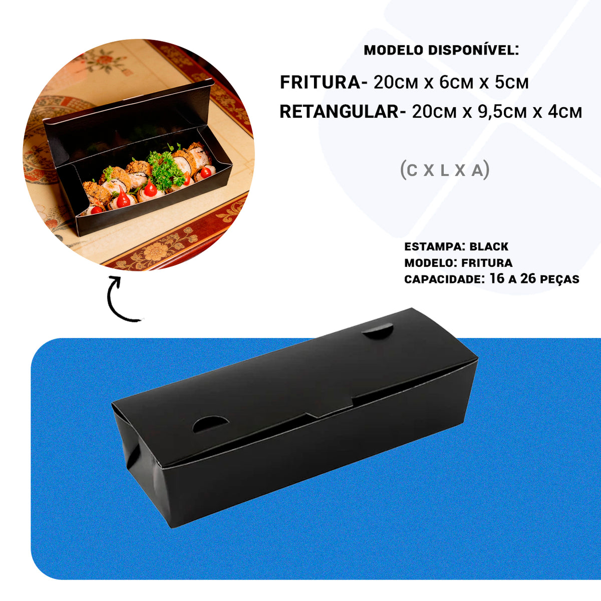 Combinado Oriental Black Fritura M - PCT 50un
