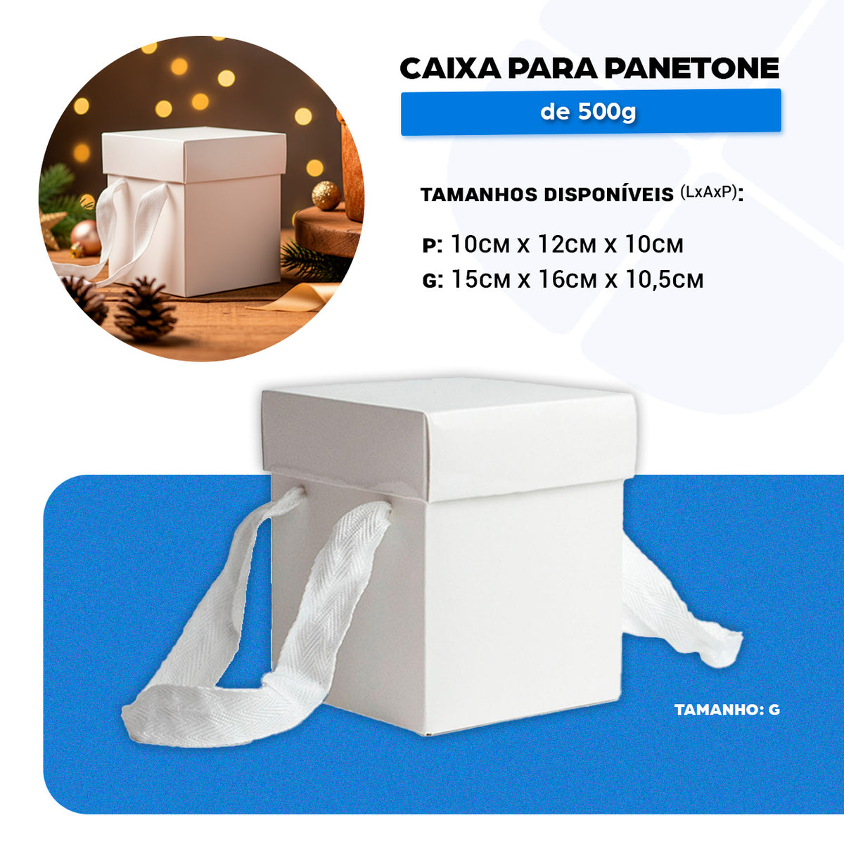 Caixa Premium Com Alça Para Panetone Branca G - PCT 10un