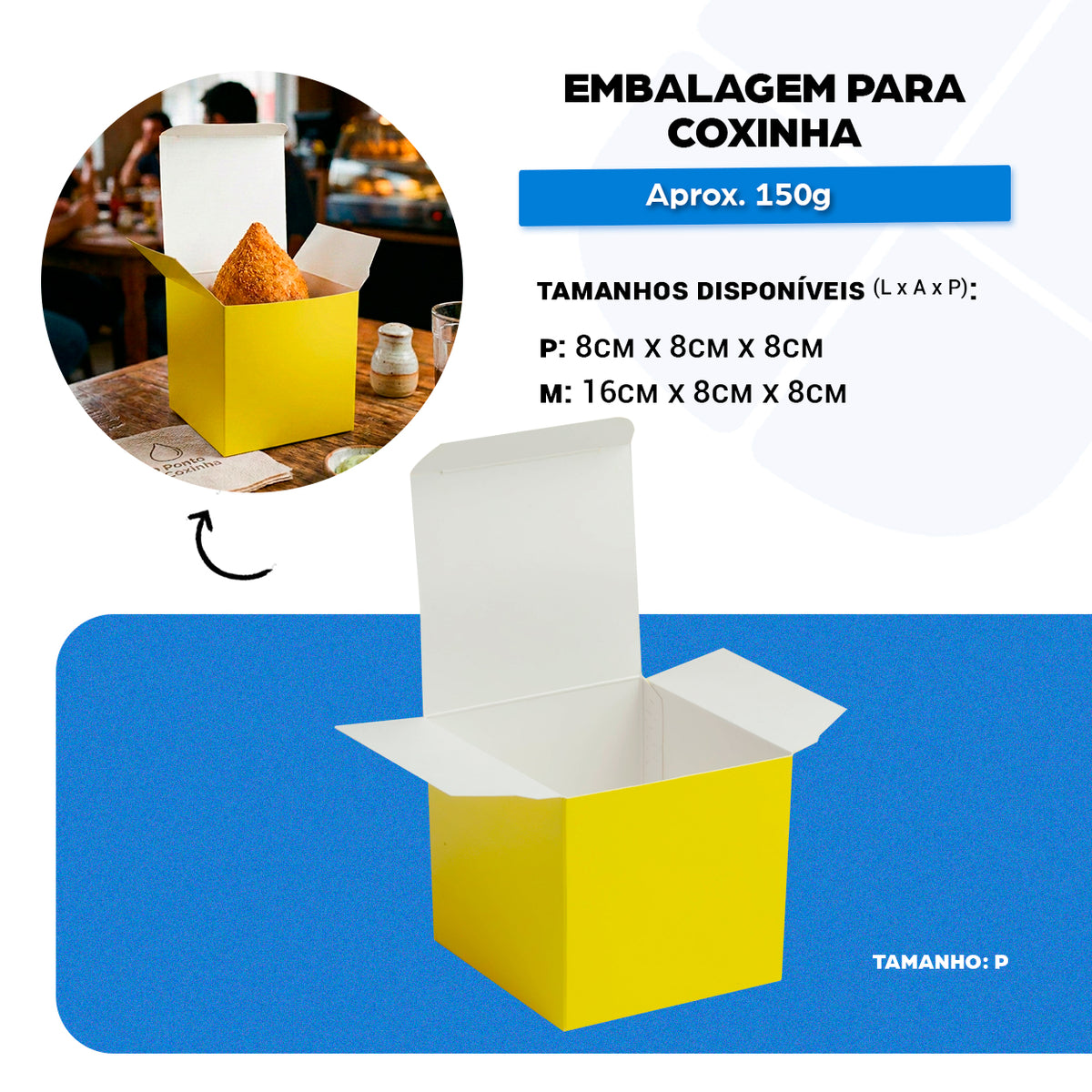 Coxinha individual Amarela + Papel Barreira - PCT 50un