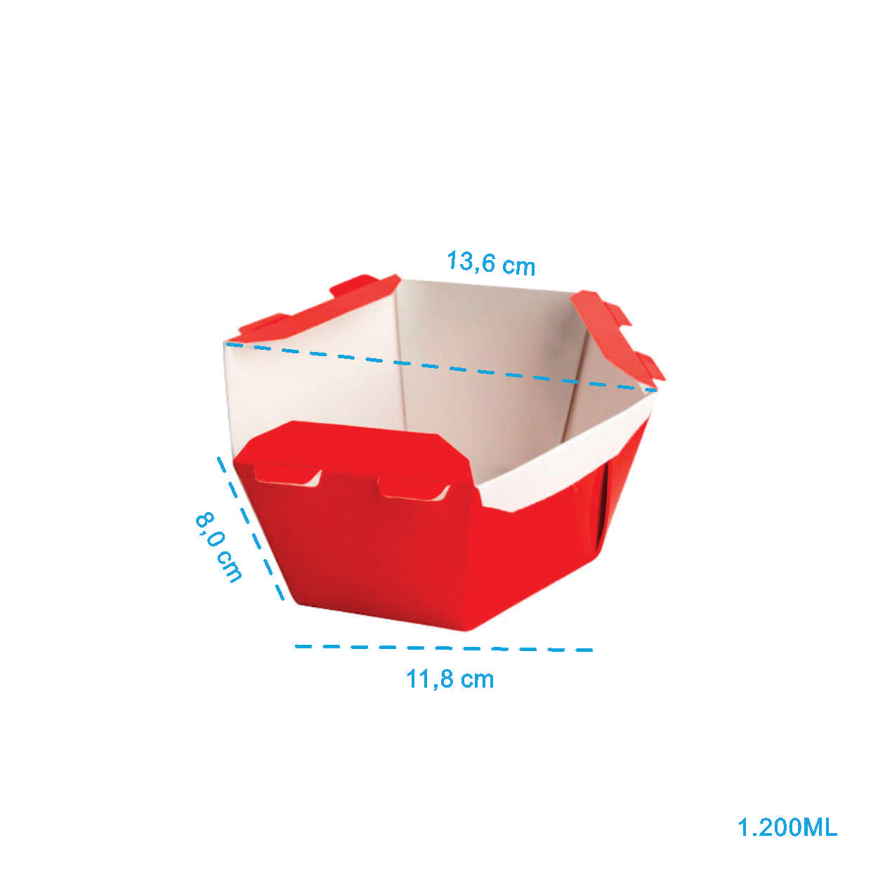 Caixa Para Poke Refeição Vermelha 1200ml - PCT 50un