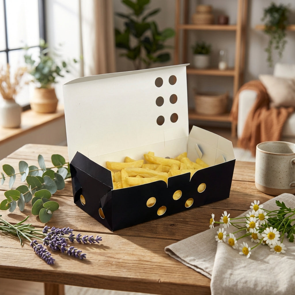 Caixa de Batata Box Com Respiradores Hamburgueria Black M - PCT 50un