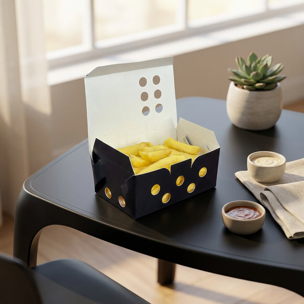 Caixa de Batata Box Com Respiradores Hamburgueria Black P - PCT 50un