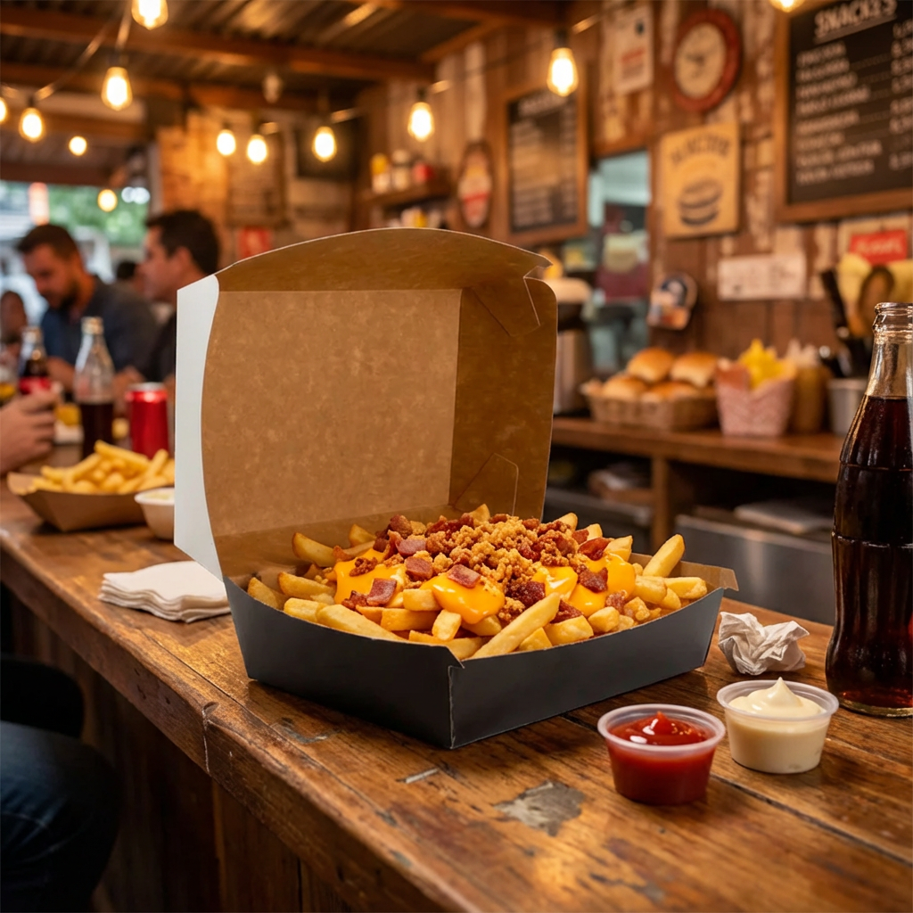 Caixa Multiuso Para Petiscos e Porções Black White GG - PCT 50un