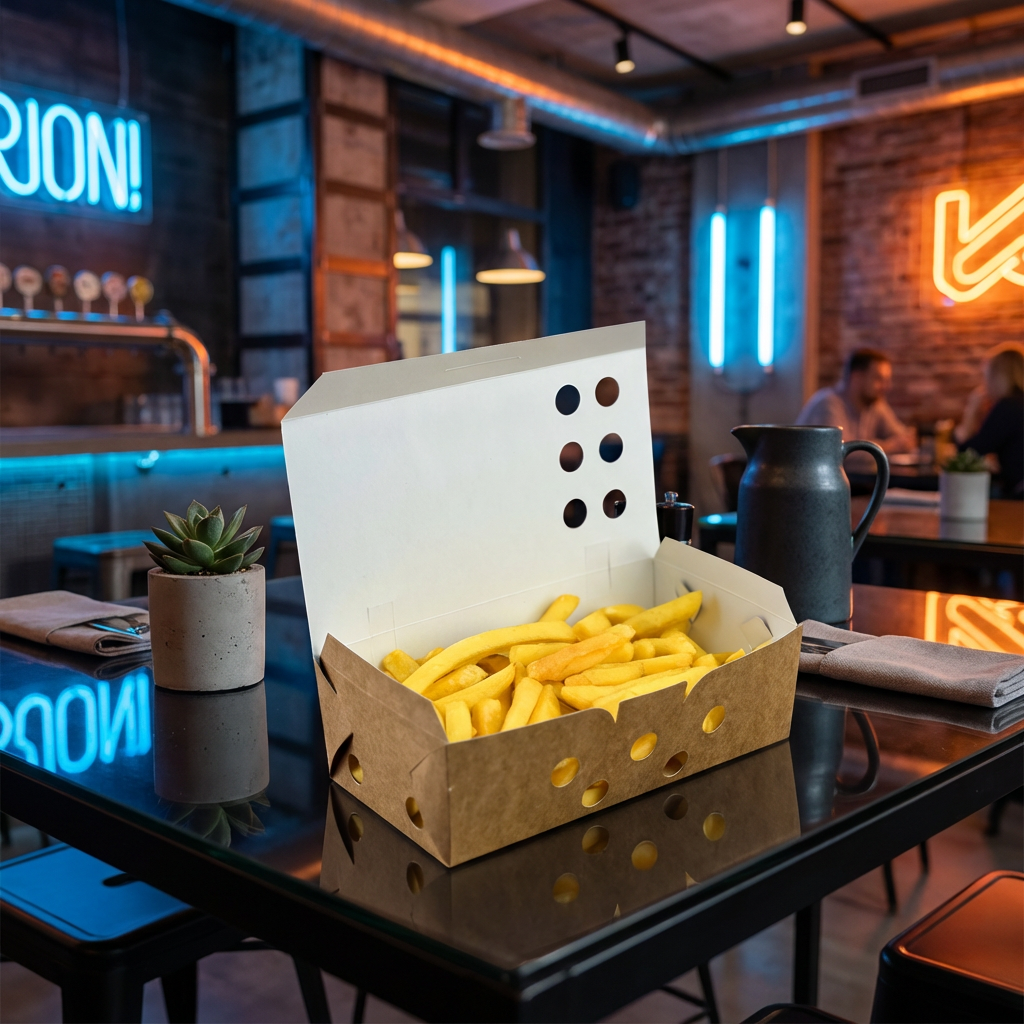 Caixa de Batata Box Com Respiradores Hamburgueria Kraft M - PCT 50un