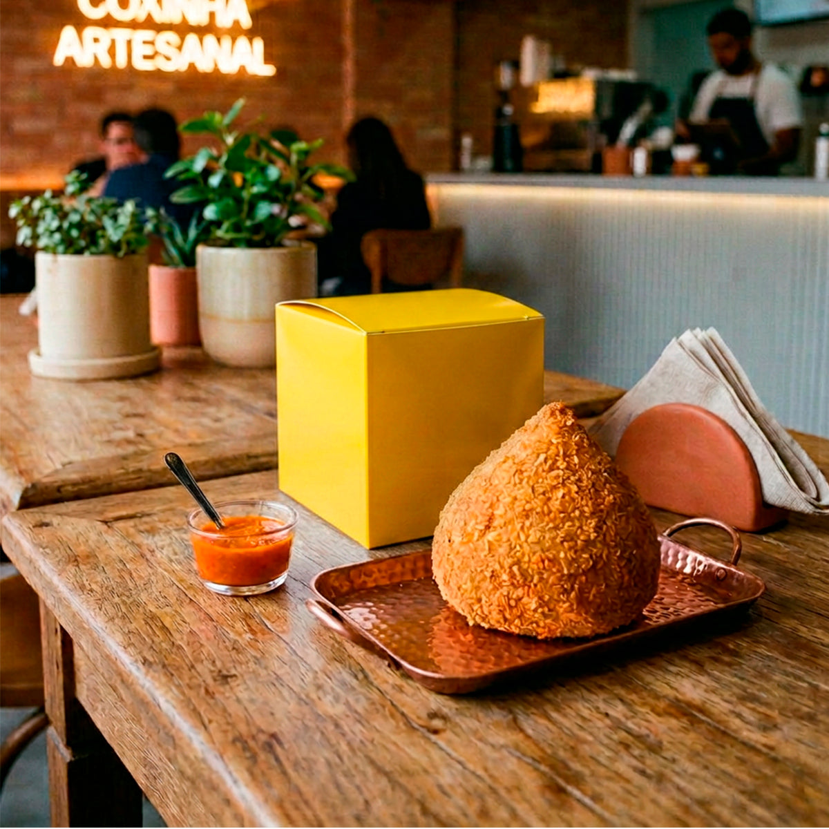 Coxinha individual Amarela + Papel Barreira - PCT 50un