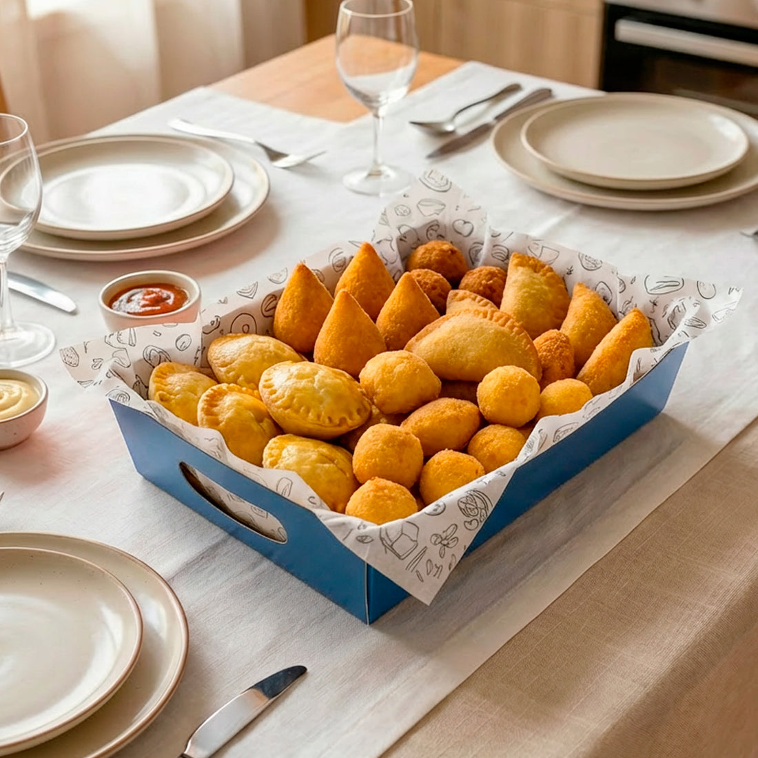 Barca de Batata Para Petisco e Porções Azul P - PCT 50un