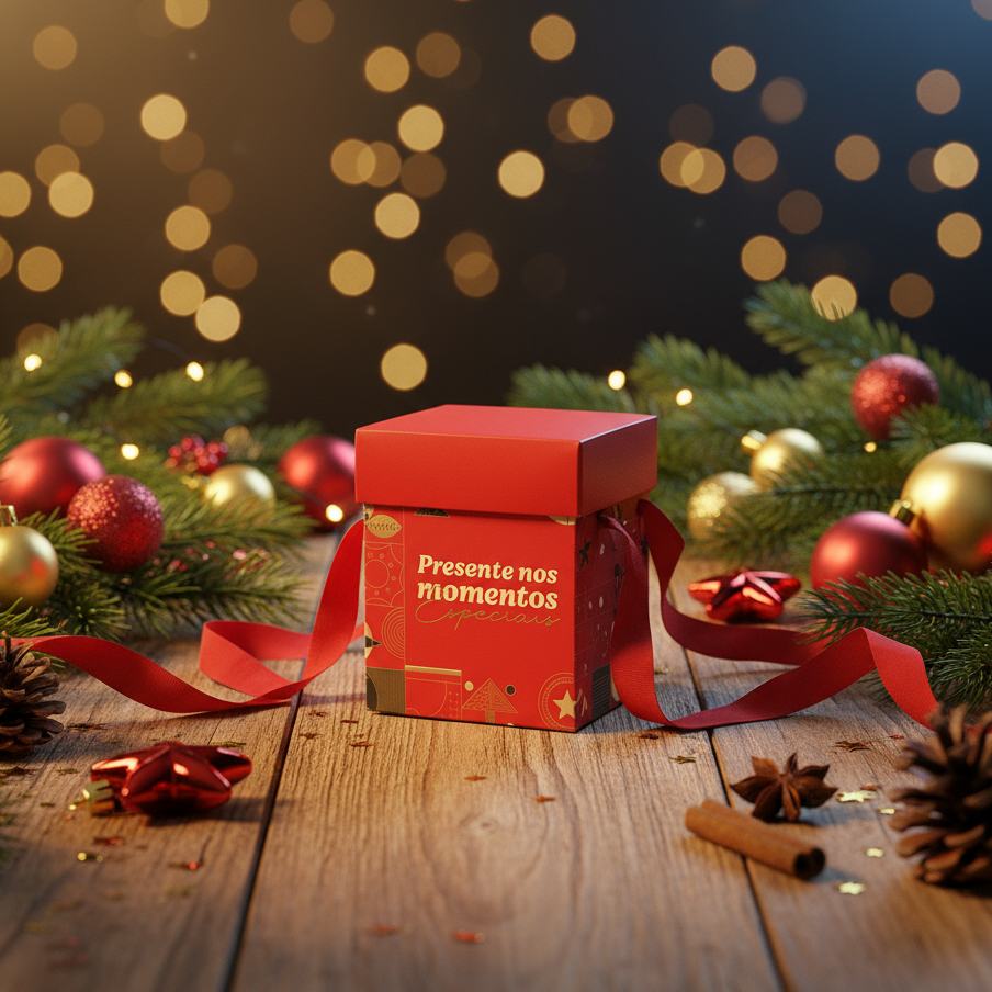 Caixa Premium Com Alça Para Panetone Natalina P - PCT 10un