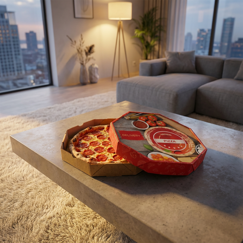 Caixa de Pizza Italianinha com Fundo Branco Octogonal 25cm - PCT 50un