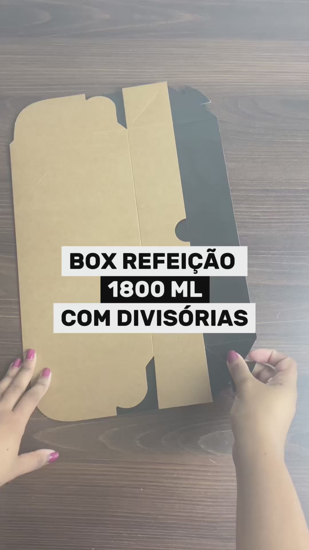 Box Refeição Black Kraft 1800ml com 3 divisórias - PCT 50un