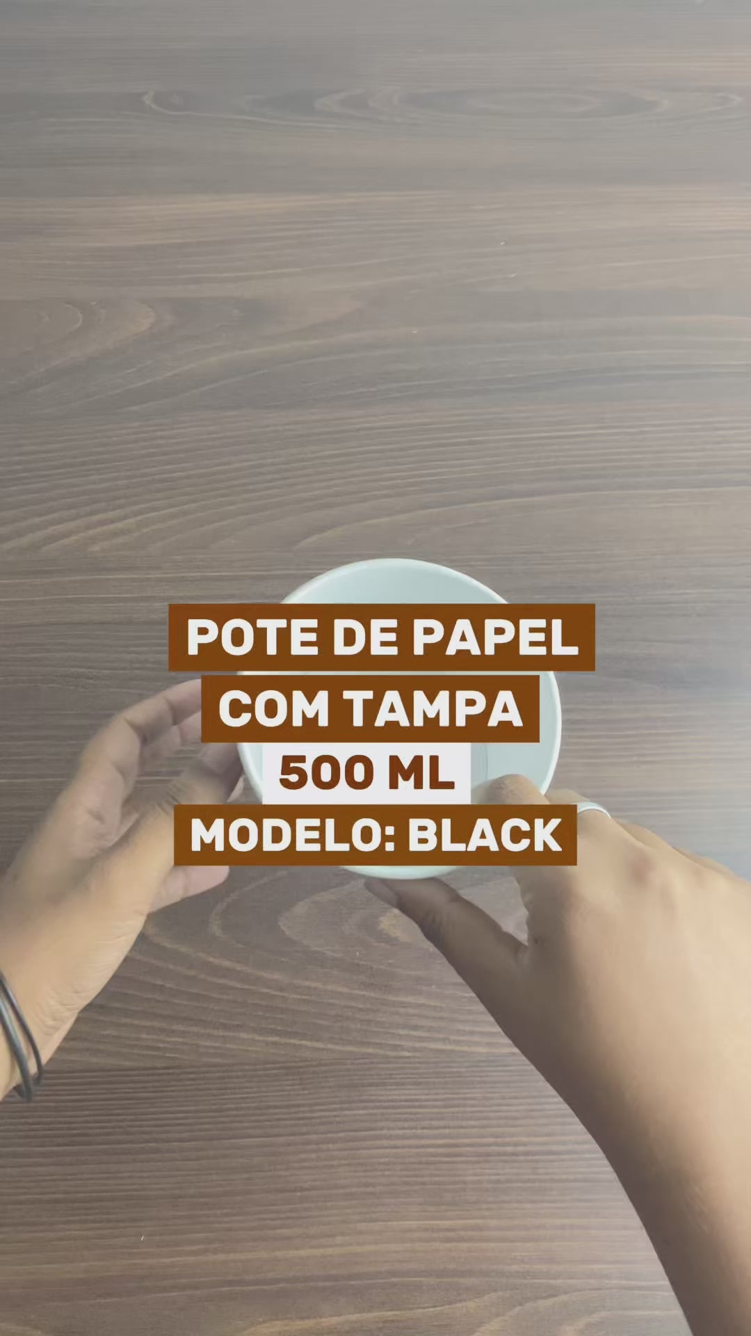 Pote de Papel 500ml Black + Tampa Plástica - PCT 50un