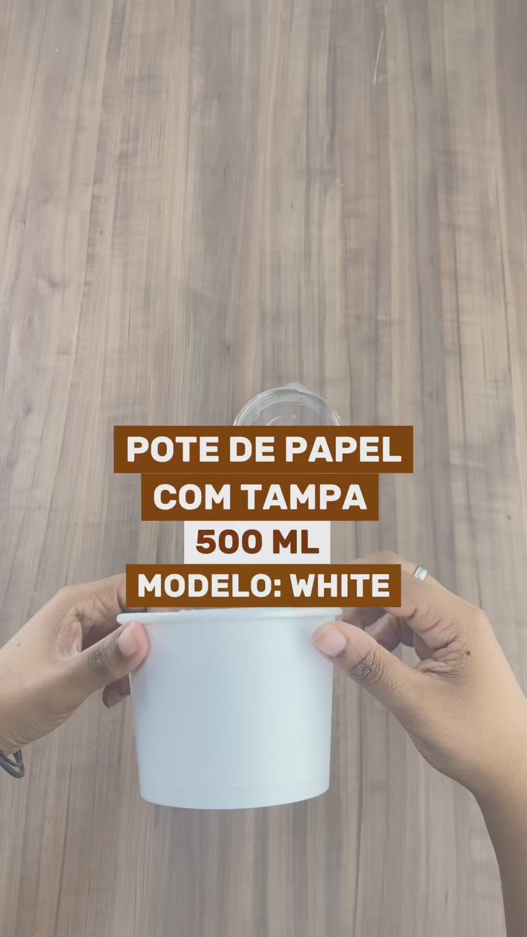 Pote de Papel 500ml White + Tampa Plástica - PCT 50un