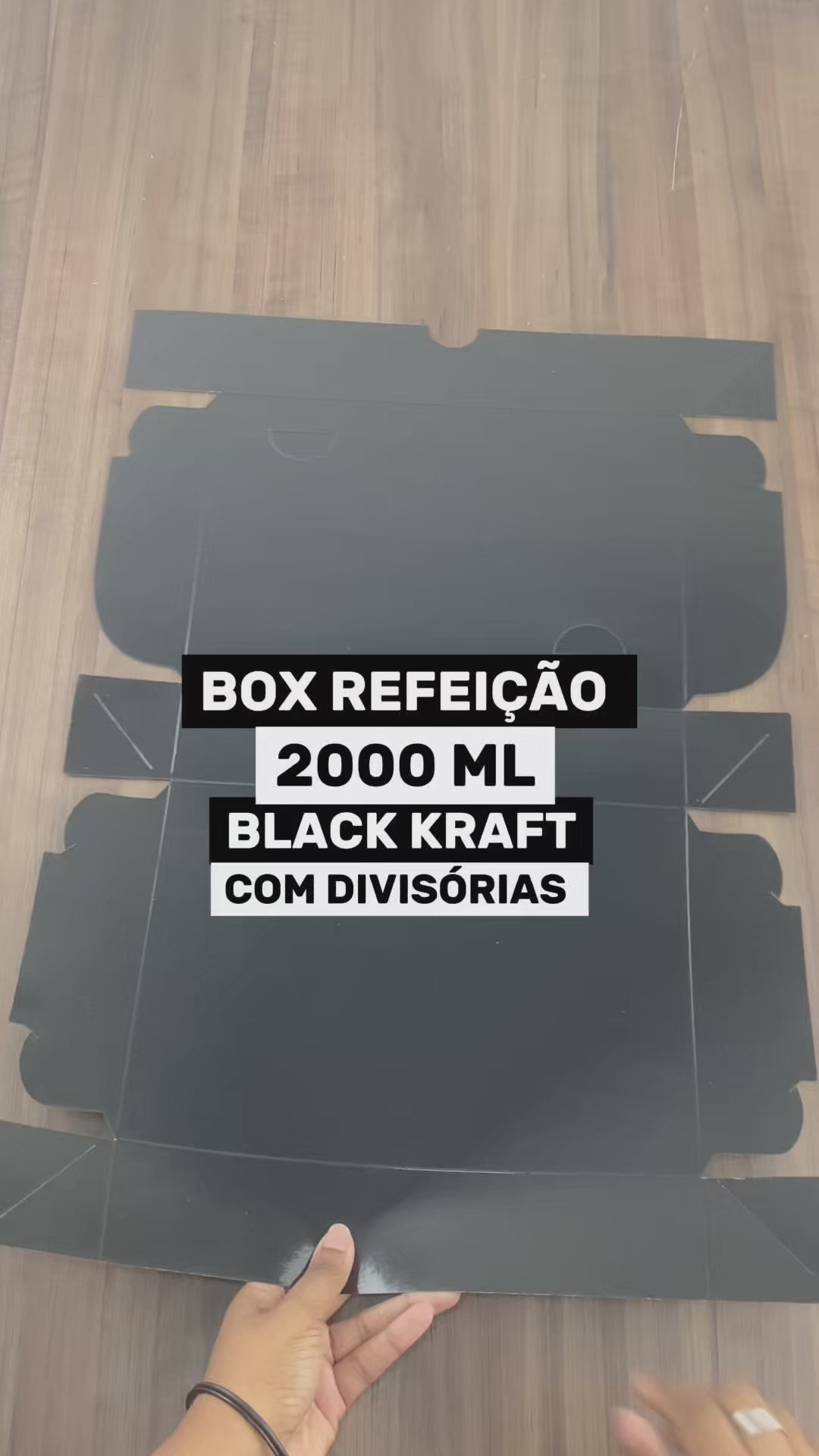 Box Refeição Black Kraft 2000ml com 3 divisórias - PCT 50un