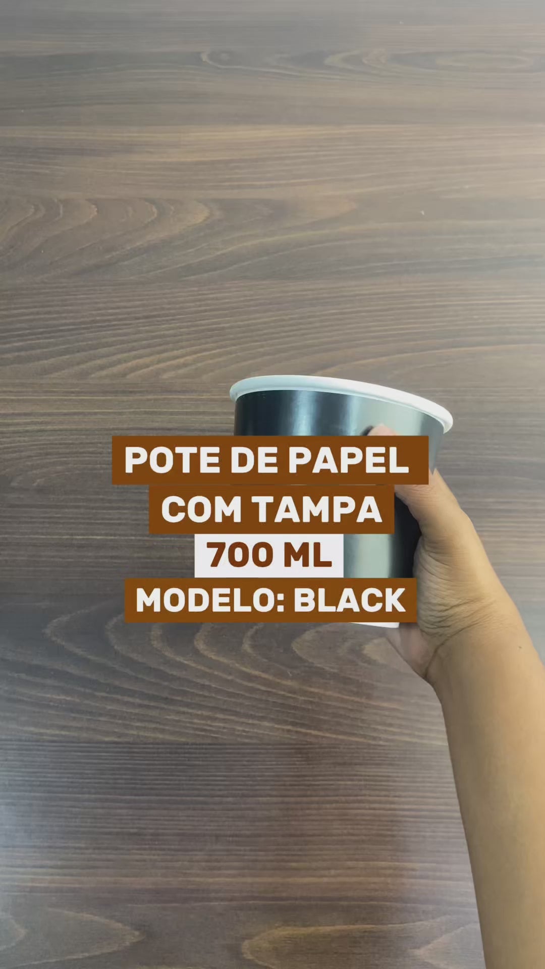 Pote de Papel 700ml Black + Tampa Plástica - PCT 50un