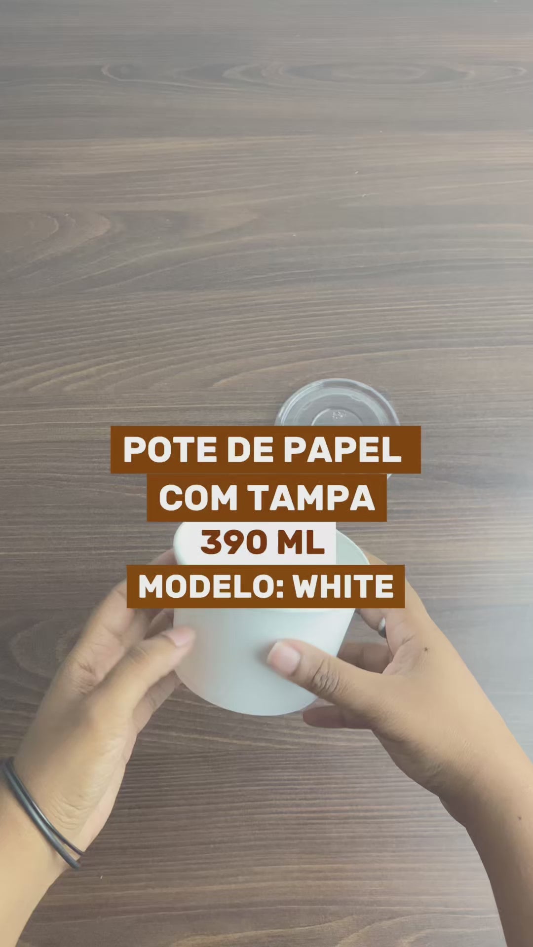 Pote de Papel 390ml White + Tampa Plástica - PCT 50un